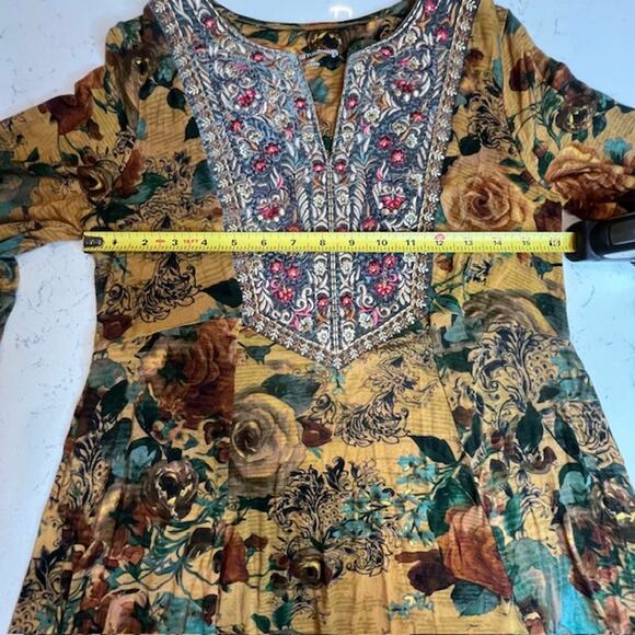 Soft Surroundings Stunning Jewel Tone Floral Boho Tunic Top Size Small - Picture 10 of 13